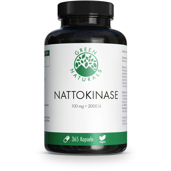GREEN NATURALS Nattokinase 100 mg vegane Kapseln, 365 St. Kapseln