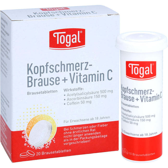 Togal Kopfschmerz-Brause + Vitamin C Brausetabletten, 20 pcs. Tablets