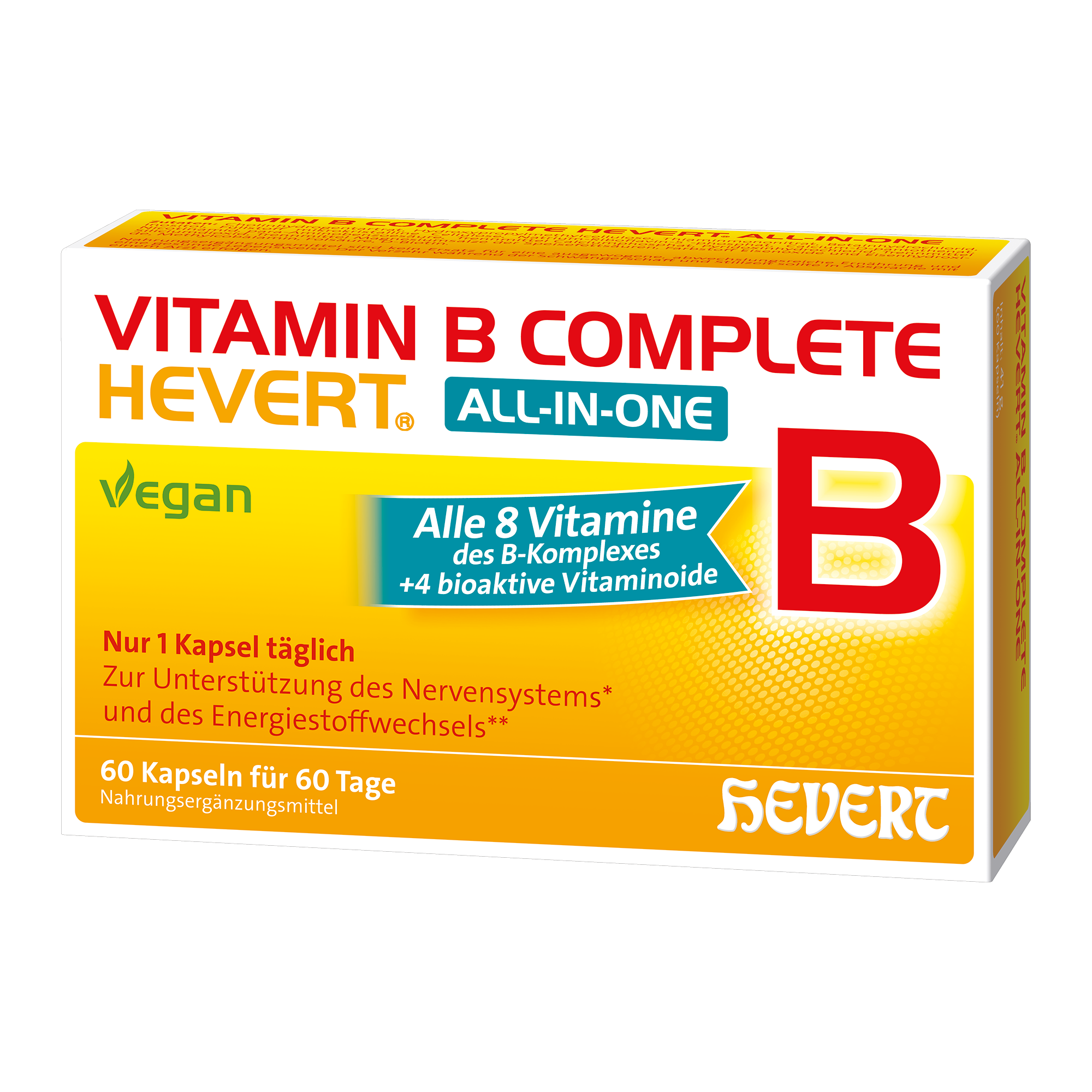 Vitamin B Complete Hevert All-in-One mit allen 8 Vitaminen des B-Komplexes und 4 bioaktiven Vitaminoiden, 60 St. Kapseln