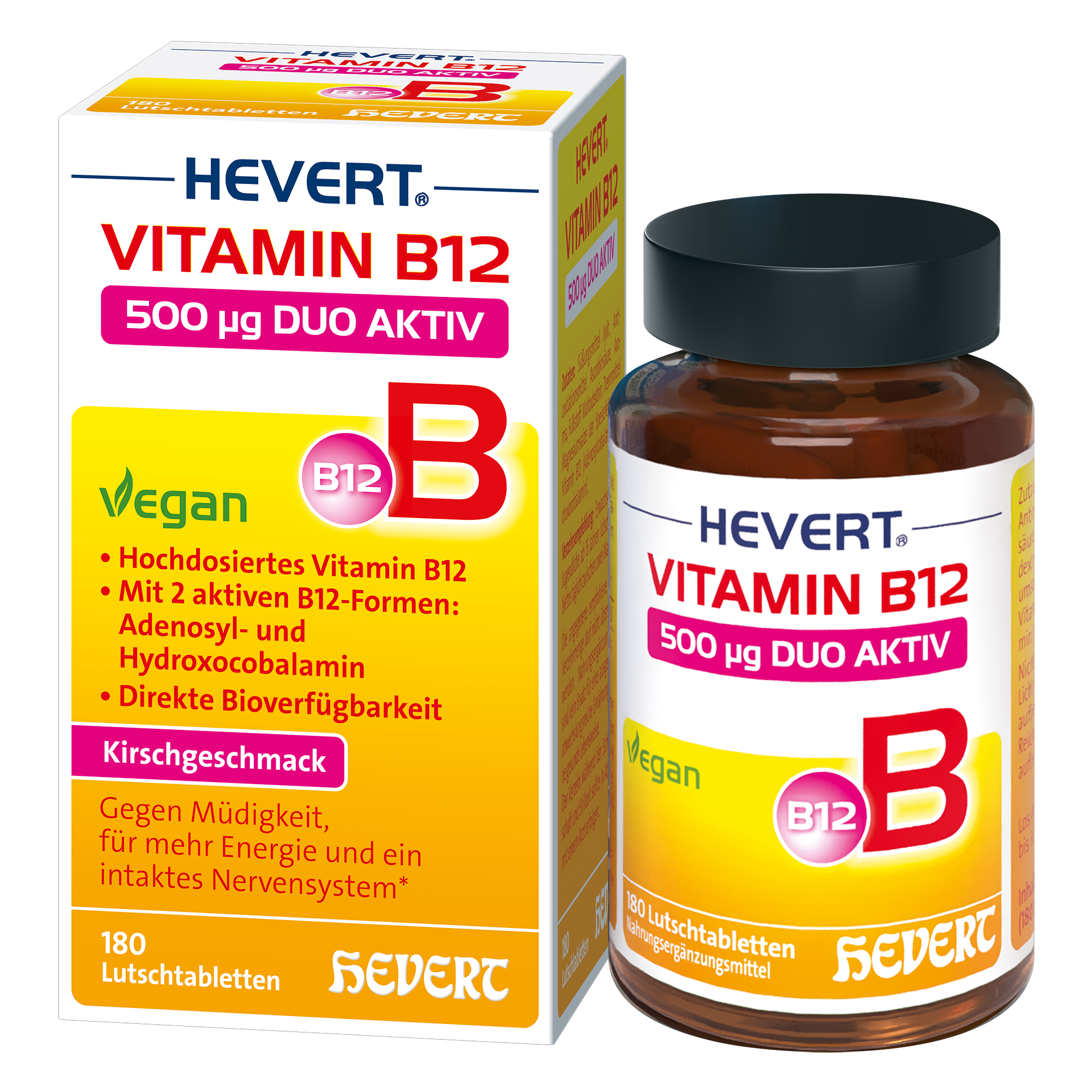 Vitamin B12 Hevert 500 µg Duo Aktiv, 180 St. Lutschtabletten