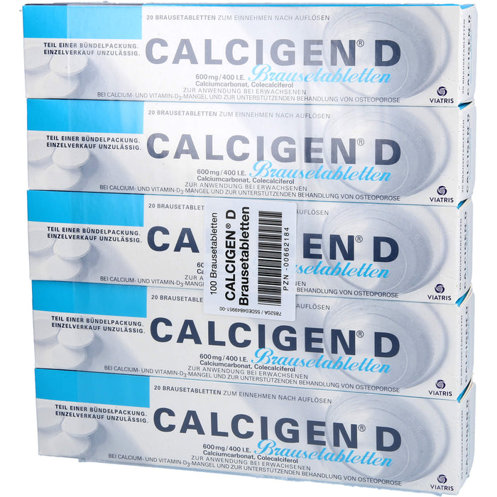 CALCIGEN D 600 mg / 400 I.E. Brausetabletten bei gleichzeitigem Calcium- und Vitamin D-Mangel, 100 pcs. Effervescent tablets