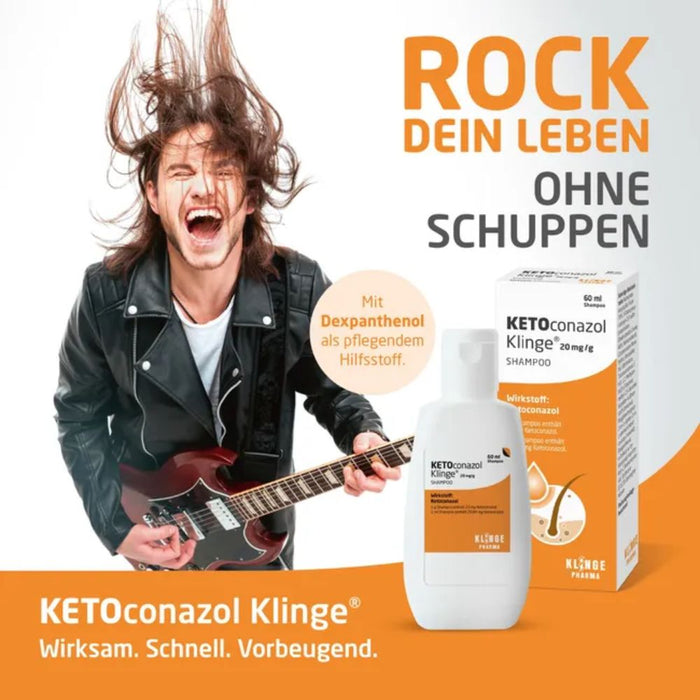 KLINGE Ketoconazol 20 mg/g Shampoo zur  Behandlung von Infektionen der Kopfhaut, 60 ml Shampoo