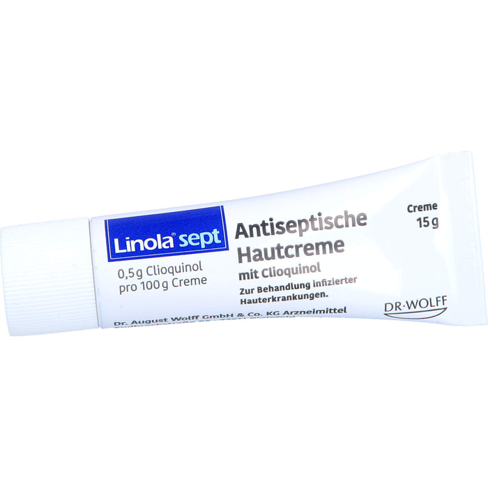 Linola sept Antiseptische Hautcreme mit Clioquinol Wundcreme bei abgeschürfter, entzündeter oder eitriger Haut, 15 g Cream