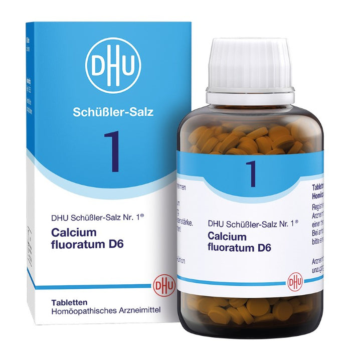 DHU Schüßler-Salz Nr. 1 Calcium fluoratum D6 – Das Mineralsalz des Bindegewebes, der Gelenke und Haut – das Original – umweltfreundlich im Arzneiglas, 900 pc Tablettes