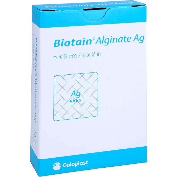 Biatain Alginate Ag Kompressen 5 x 5 cm mit Silber, 10 St. Verband
