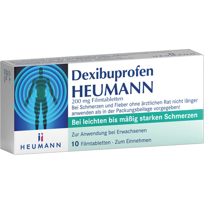 HEUMANN Dexibuprofen 200 mg Filmtabletten bei leichten bis mäßig starken Schmerzen, 10 pcs. Tablets