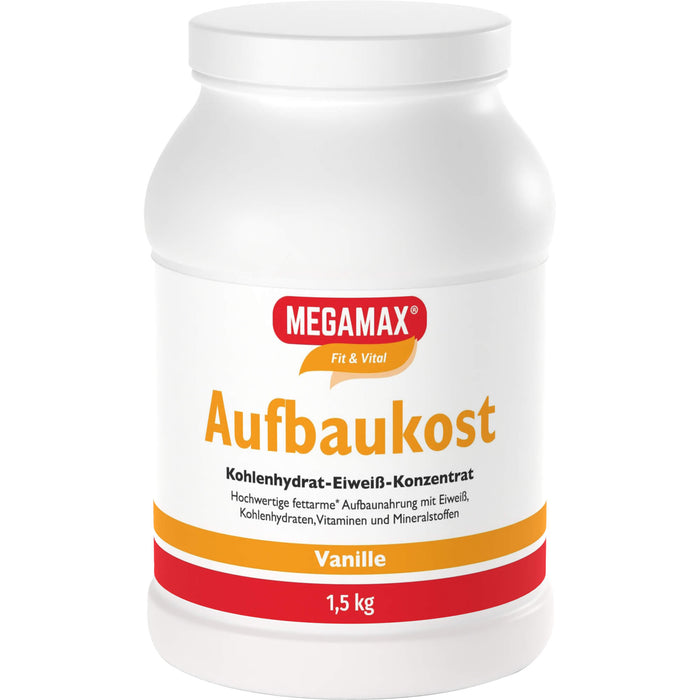 MEGAMAX Fit & Vital Aufbaukost Kohlenhydrat-Eiweiß-Konzentrat Vanille-Geschmack, 1500 g Pulver