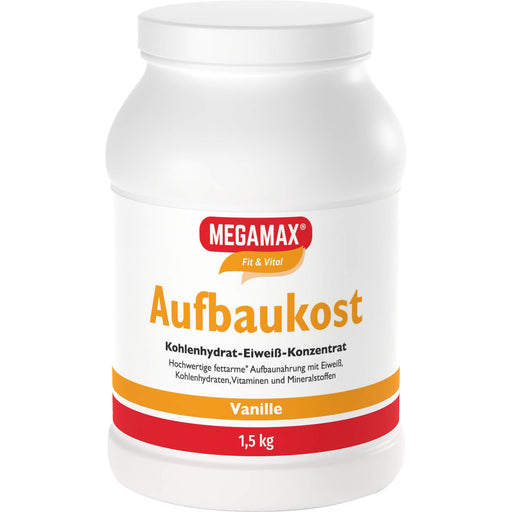 MEGAMAX Fit & Vital Aufbaukost Kohlenhydrat-Eiweiß-Konzentrat Vanille-Geschmack, 1500 g Pulver