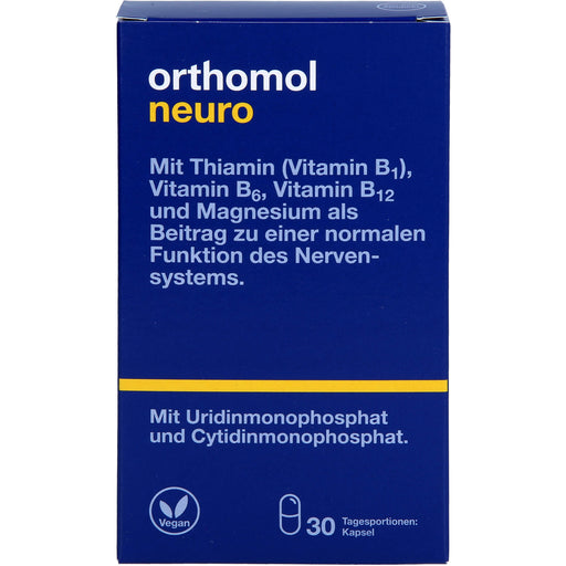 Orthomol Neuro mit Thiamin (Vitamin B1), Vitamin B6, B12 und Magnesium - als Beitrag zu einer normalen Funktion des Nervensystems - Kapseln, 30 St. Tagesportionen