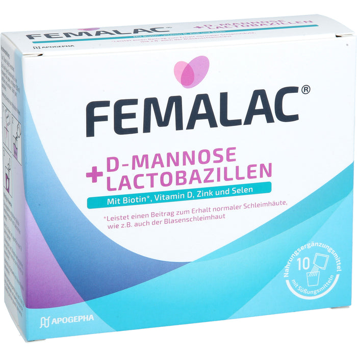 FEMALAC D-Mannose + Lactobazillen Pulver zum Erhalt normaler Schleimhäute, 10 St. Beutel