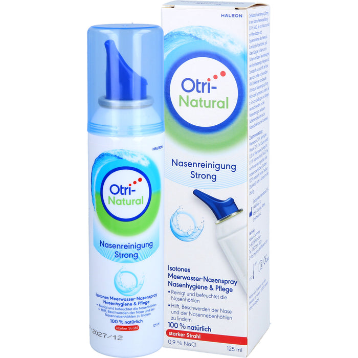 OtriNatural Nasenreinigung Strong isotones Meerwasser Nasenspray mit starkem Strahl, 125 ml Solution