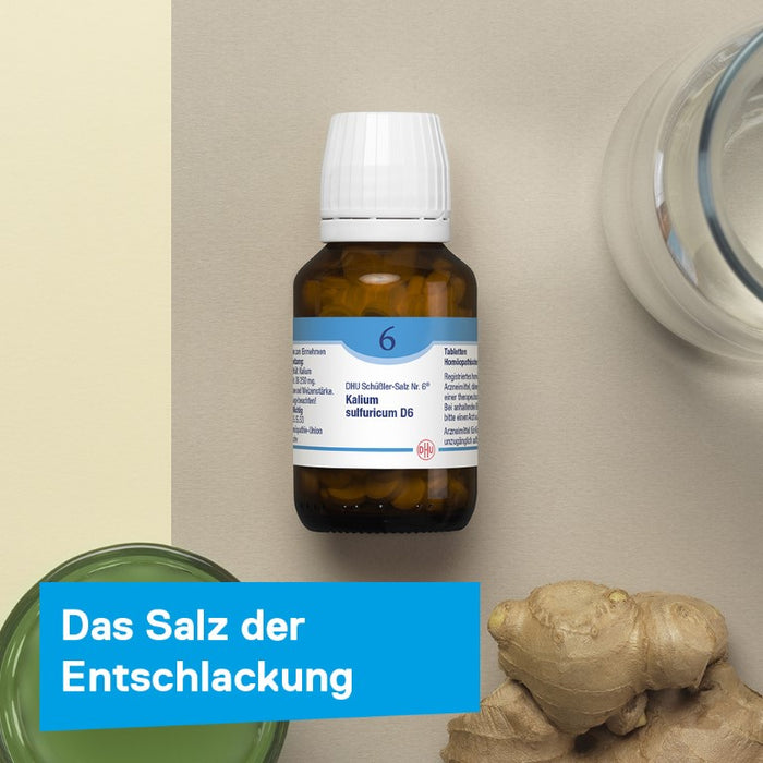 DHU Schüßler-Salz Nr. 6 Kalium sulfuricum D12 – Das Mineralsalz der Entschlackung – das Original – umweltfreundlich im Arzneiglas, 900 St. Tabletten