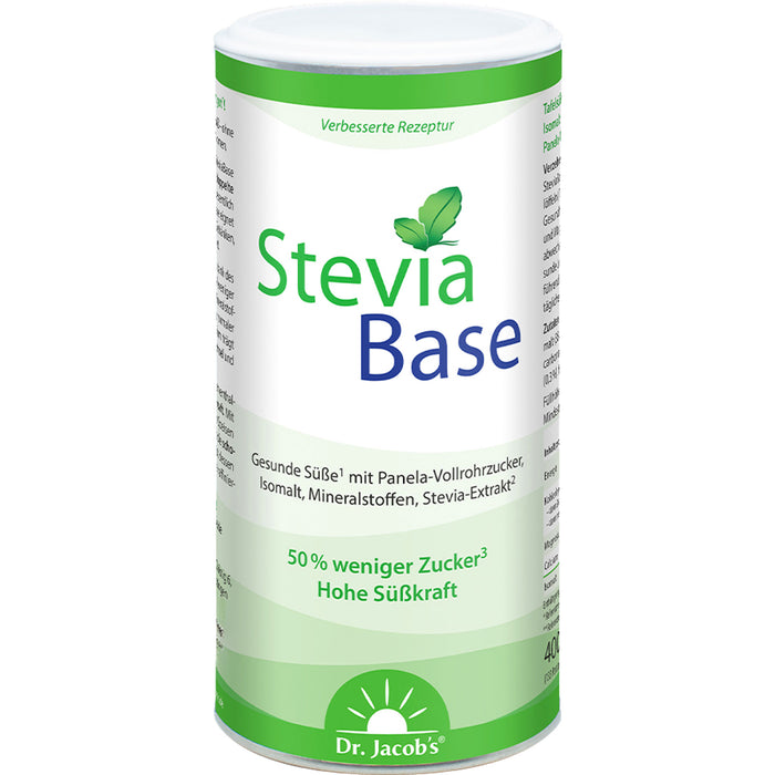 Dr. Jacob's SteviaBase Zuckerersatz mit Erythrit Xylit Stevia, 400 g Pulver