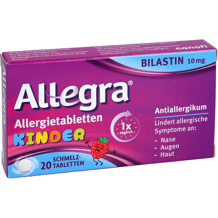 Allegra Allergietabletten für Kinder zergehen auf der Zunge mit leckerem Erdbeergeschmack, 20 St. Tabletten
