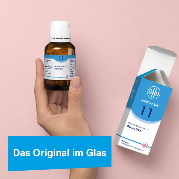 DHU Schüßler-Salz Nr. 11 Silicea D6 – Das Mineralsalz der Haare, der Haut und des Bindegewebes – das Original – umweltfreundlich im Arzneiglas, 80 pcs. Tablets