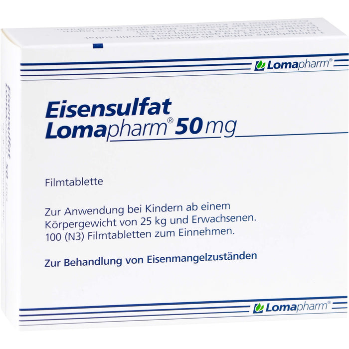 Eisensulfat Lomapharm 50 mg, Filmtablette, 100 pcs. Tablets