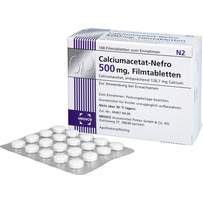 Calciumacetat-Nefro 500 mg, Filmtabletten, 100 pcs. Tablets