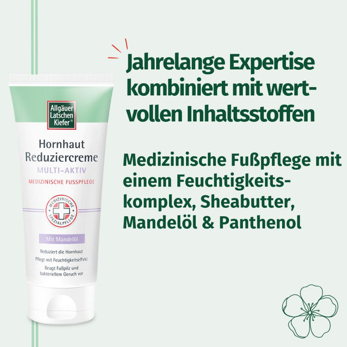 Allgäuer Latschenkiefer Hornhaut Reduziercreme Multi-Aktiv reduziert Hornhaut effektiv, beugt Fußpilz und bakteriellem Geruch vor, pflegt intensiv mit Feuchtigkeits-Effekt, 100 ml Creme