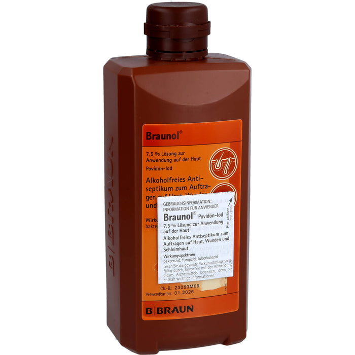 Braunol alkoholfreies Antiseptikum zum Auftragen auf Haut, Wunden und Schleimhaut, 500 ml Solution