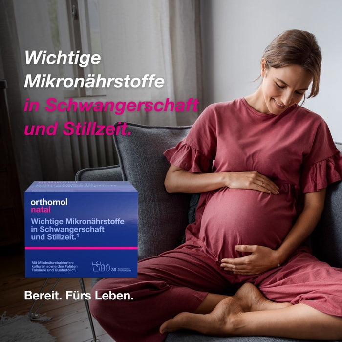 Orthomol Natal - Mikronährstoffe für Schwangerschaft und Stillzeit - mit Folsäure, weiteren Vitaminen und Zink - Granulat/Kapseln, 30 St. Tagesportionen
