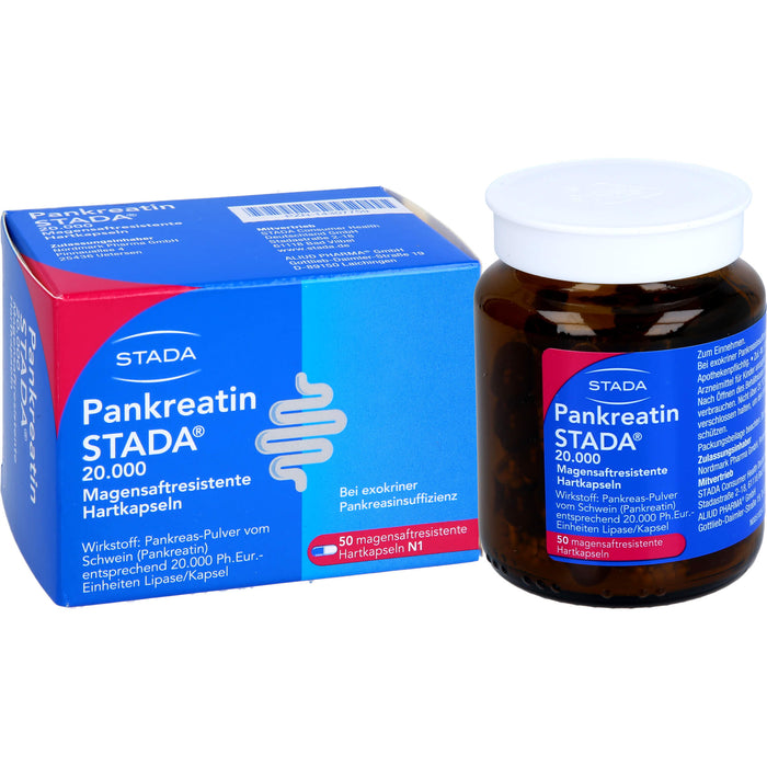 Pankreatin STADA 20.000 Hartkapseln bei exokriner Pankreasinsuffizienz, 50 pcs. Capsules