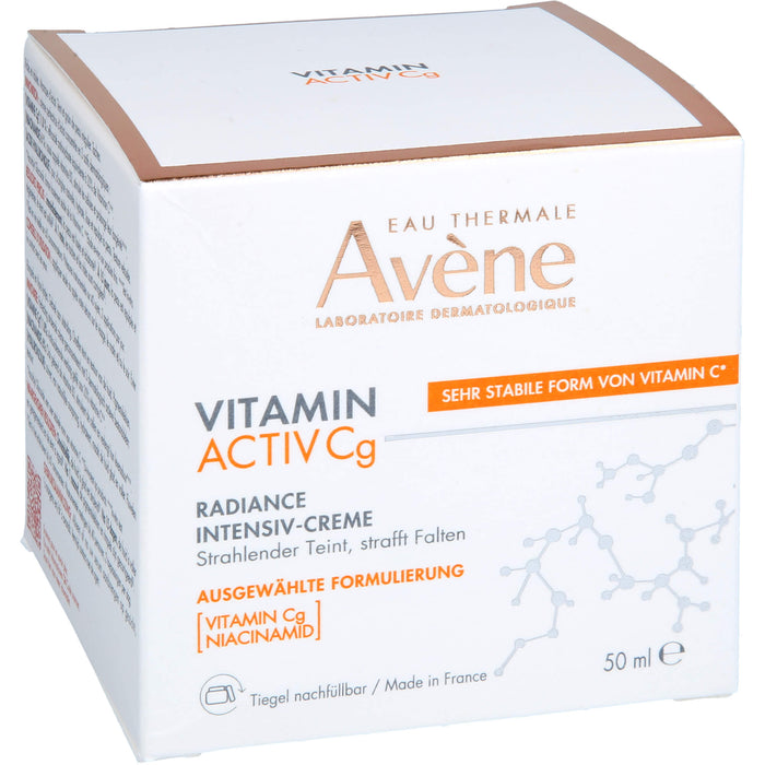 Avène Eau Thermale Vitamin Activ Cg Radiance Intensiv-Creme mildert Falten, steigert die Ausstrahlung der Haut und reduziert Pigmentflecken, 50 ml Creme