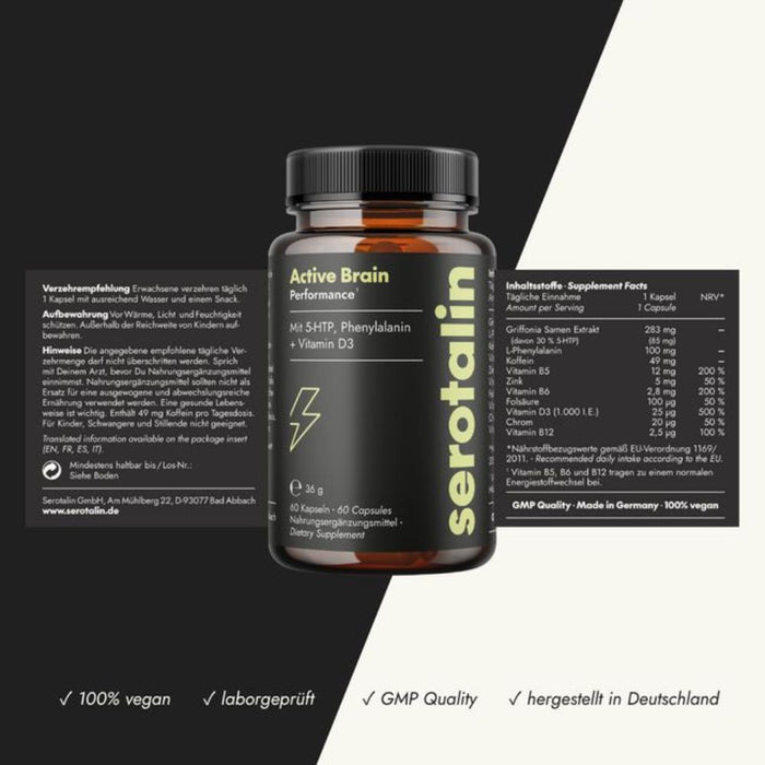 Serotalin Active Brain Performance Kapseln für Energie und Nervensystem, 60 pcs. Capsules