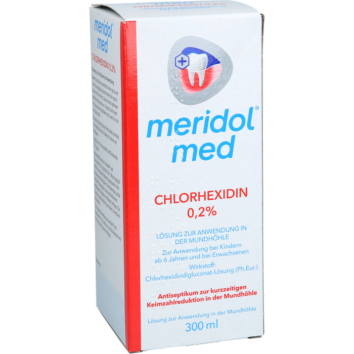 Meridol med Chlorhexidin 0,2 % Mundspüllösung Antiseptikum zur kurzzeitigen Keimzahlreduktion in der Mundhöhle, 300 ml Solution