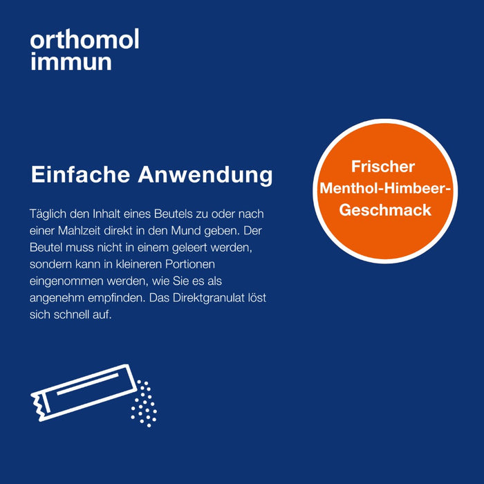 Orthomol Immun - Mikronährstoffe zur Unterstützung des Immunsystems - mit Vitamin C, Vitamin D und Zink - Menthol-Himbeere, 7 St. Tagesportionen
