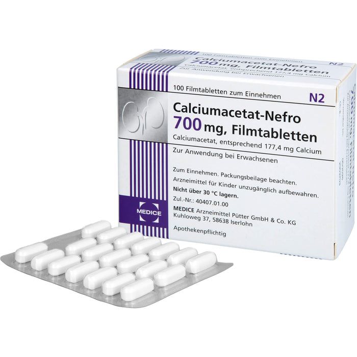 MEDICE Calciumacetat-Nefro 700 mg Filmtabletten, 100 pcs. Tablets
