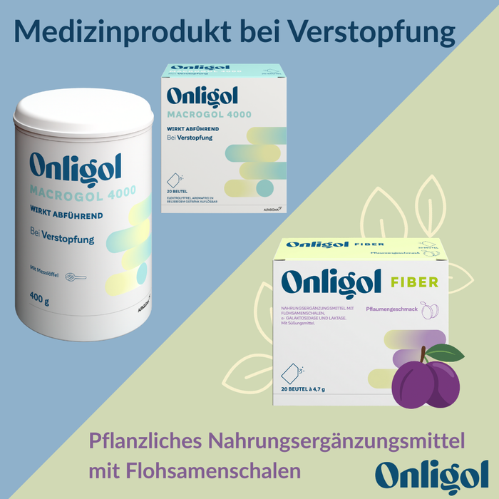 Onligol Macrogol 4000 - Sanfte, effektive Hilfe bei Verstopfung und Obstipation - mit Macrogol 4000 - ohne Zusatzstoffe & Zucker, 400 g Pulver