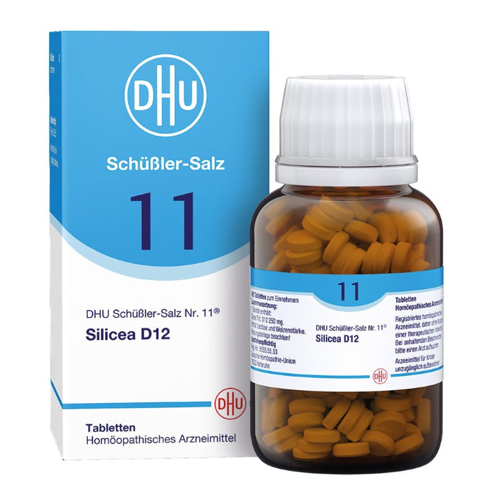 DHU Schüßler-Salz Nr. 11 Silicea D12 – Das Mineralsalz der Haare, der Haut und des Bindegewebes – das Original – umweltfreundlich im Arzneiglas, 420 St. Tabletten