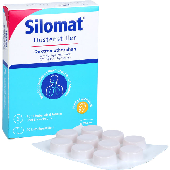 Silomat Hustenstiller Lutschpastillen mit Dextromethorphan gegen Reizhusten mit Honiggeschmack, 20 pcs. Pastilles
