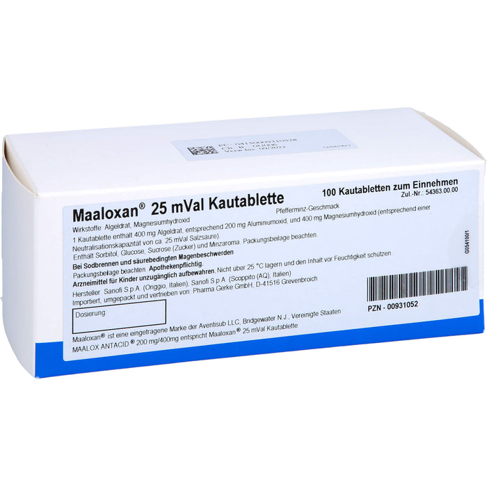 Maaloxan 25 mVal Gerke Kautablette, 100 pc Tablettes