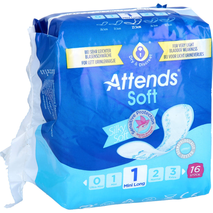 Attends Soft 1 Mini Long Einlagen bei sehr leichter Blasenschwäche, 16 pcs. Insoles