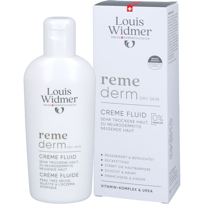 Louis Widmer remederm Creme Fluid unparfümiert für sehr trockene, zu Neurodermitis neigende Haut, 200 ml Creme