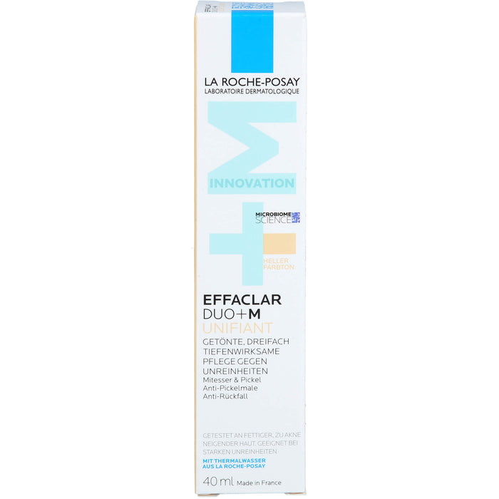 La Roche-Posay Effaclar Duo+M Unifiant getönte, dreifach tiefenwirksame Pflege gegen Unreinheiten heller Farbton, 40 ml Creme