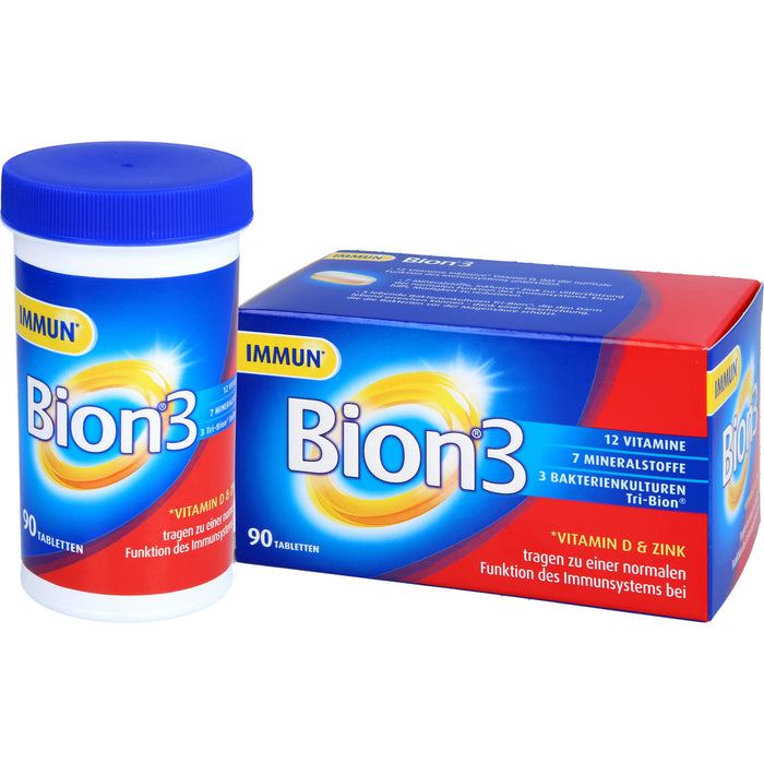 Bion 3 Vitamine, Mineralstoffe, Bakterienkulturen Tabletten, 90 pc Tablettes