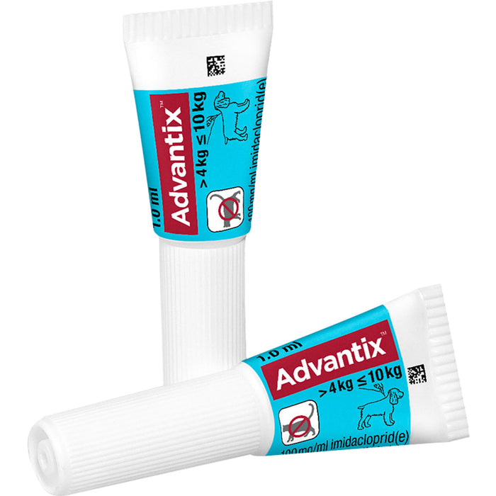 Advantix Spot-On 100 für kleine Hunde von 4 bis 10 kg Körpergewicht gegen Zecken, Flöhe und fliegende Insekten, 4 pcs. Single dose containers