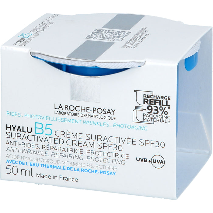 La Roche-Posay Hyalu B5 Suractivated Cream LSF 30 Anti-Falten-Pflege, regenerierend, schützend Nachfüllpack, 50 ml Crème
