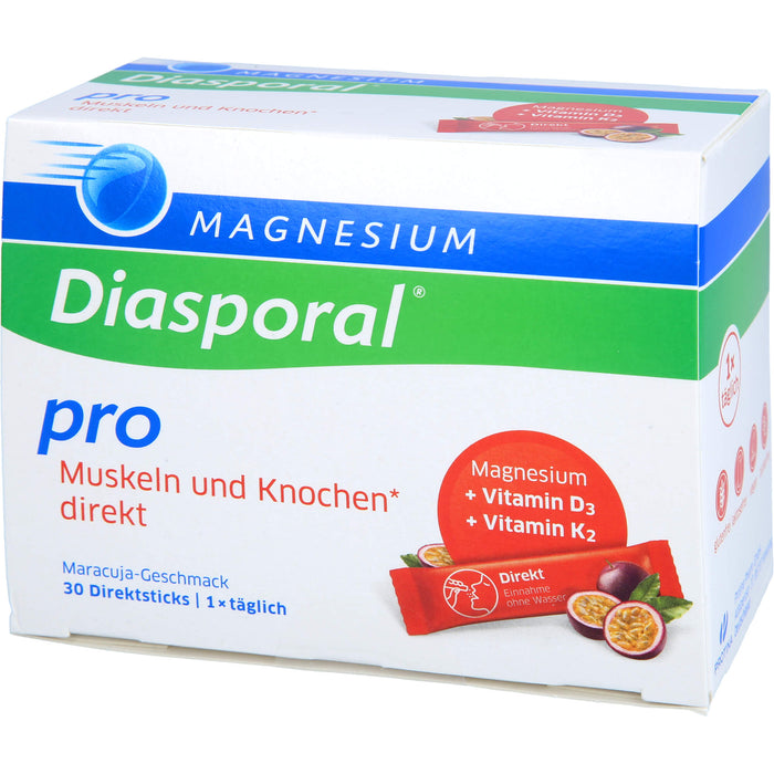 Magnesium-Diasporal Pro Direktgranulat für Muskeln und Knochen mit Maracuja-Geschmack, 30 pc Bâtonnets