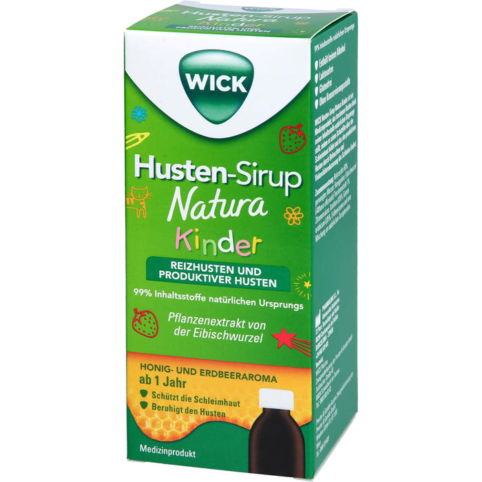 WICK Husten-Sirup Natura für Kinder bei Reizhusten und produktivem Husten, 140 ml Solution