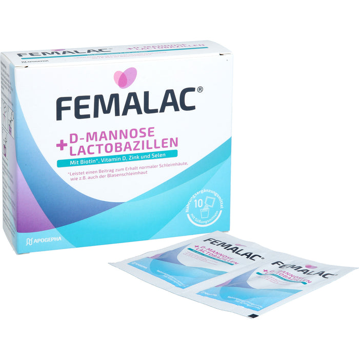 FEMALAC D-Mannose + Lactobazillen Pulver zum Erhalt normaler Schleimhäute, 10 St. Beutel