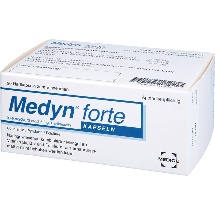 Medyn forte Kapseln bei nachgewiesener, kombinierter Mangel an B6, B12 und Folsäure, 90 St. Kapseln