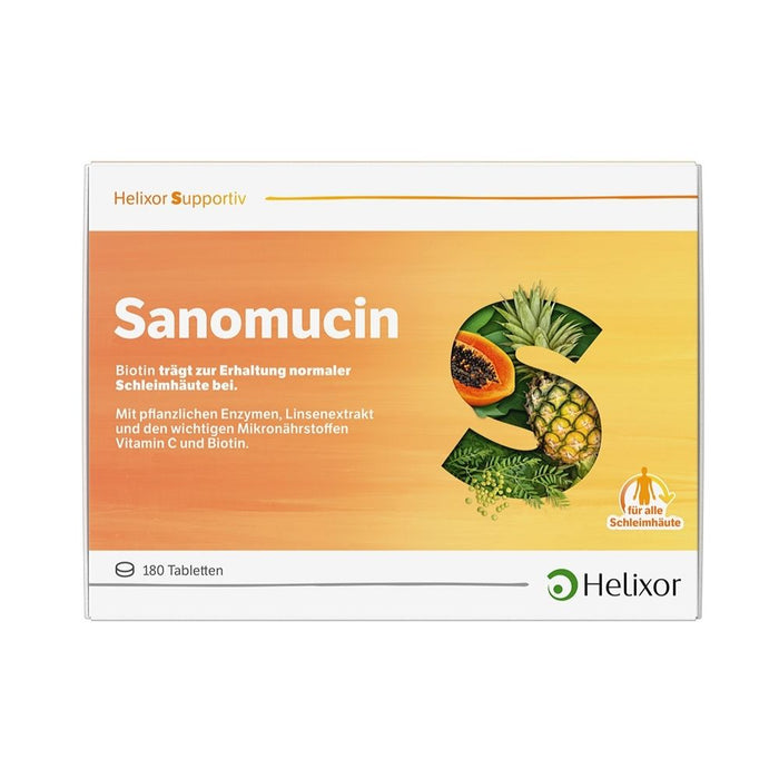 Helixor supportiv Sanomucin - mit pflanzlichen Enzymen, Linsenextrakt und den wichtigen Mikronährstoffen Vitamin C und Biotin, 180 St. Tabletten
