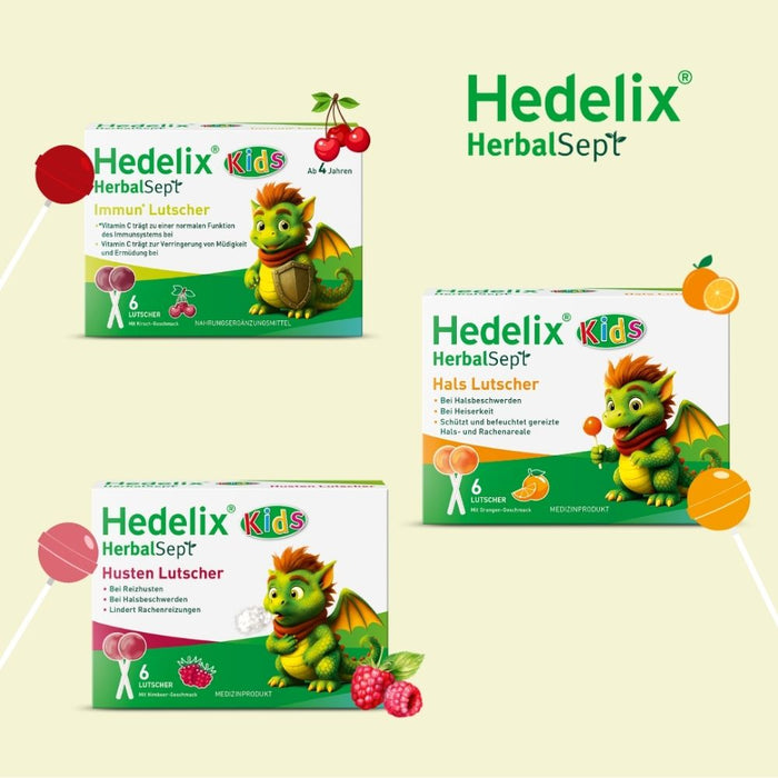 Hedelix HerbalSept Immun Lutscher Kids, 6 pcs. Lollipop