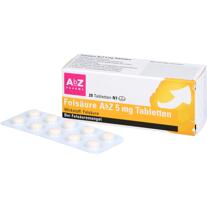 Folsäure AbZ 5 mg Tabletten, 20 St TAB