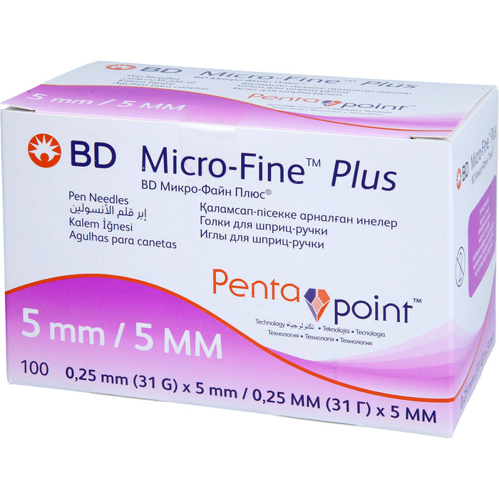 BD MICRO-FINE+ Pen-Nadeln 0.25 mm x 5 mm 31G, 100 pcs. Pack