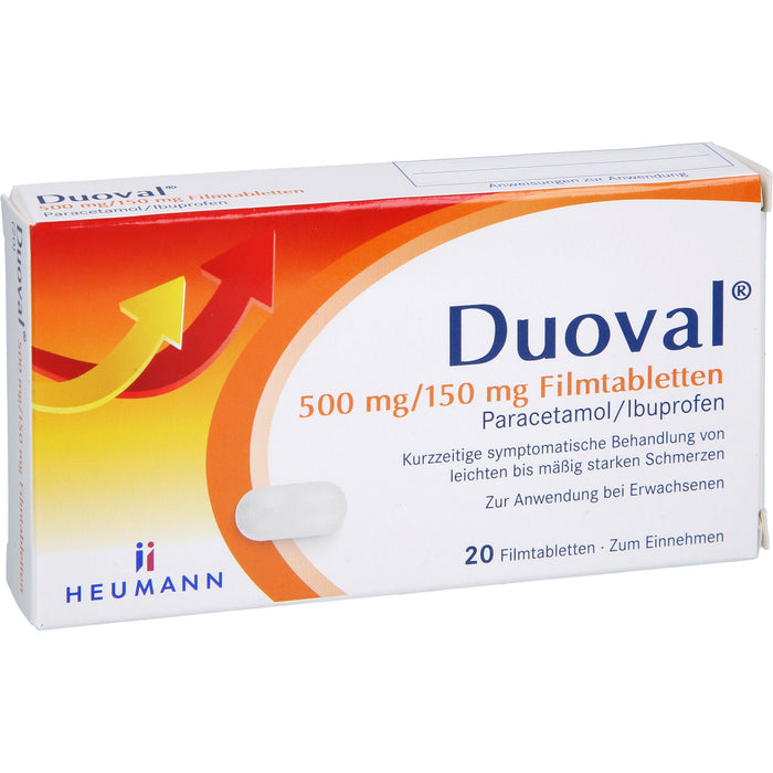 Duoval 500 mg Paracetamol / 150 mg Ibuprofen Filmtabletten, 20 pcs. Tablets