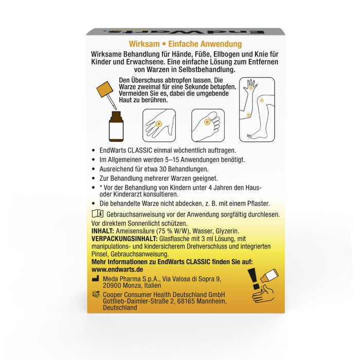 EndWarts classic Warzenbehandlung für Hände und Füße Lösung, 3 ml Lösung